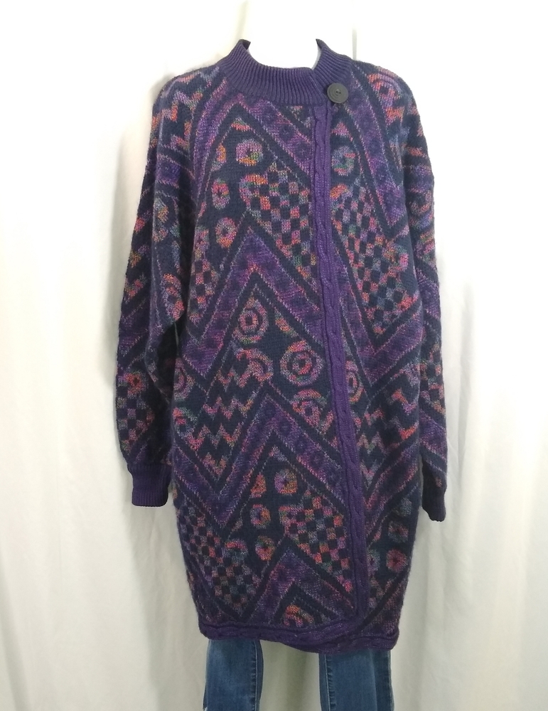 Vintage Cervelle wool blend long length knit cardigan sweater